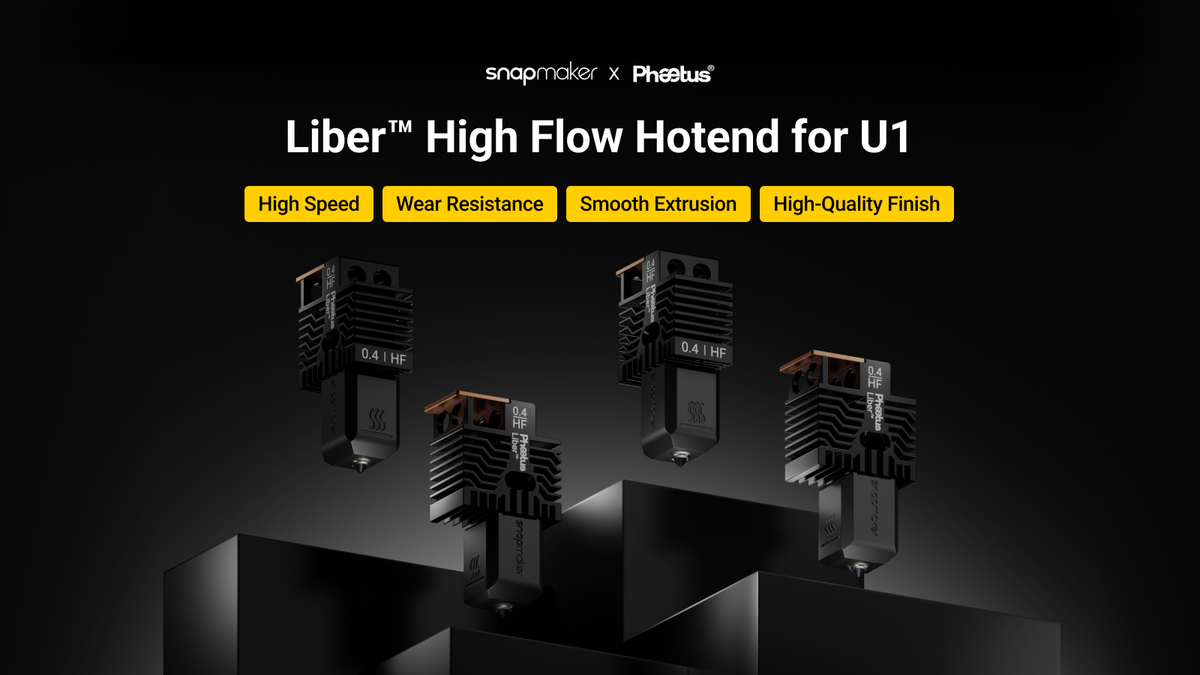 검은색 금속 몸체와 0.4mm 노즐이 보이는 Snapmaker U1용 Phaetus Liber 고유량 핫엔드 제품 이미지